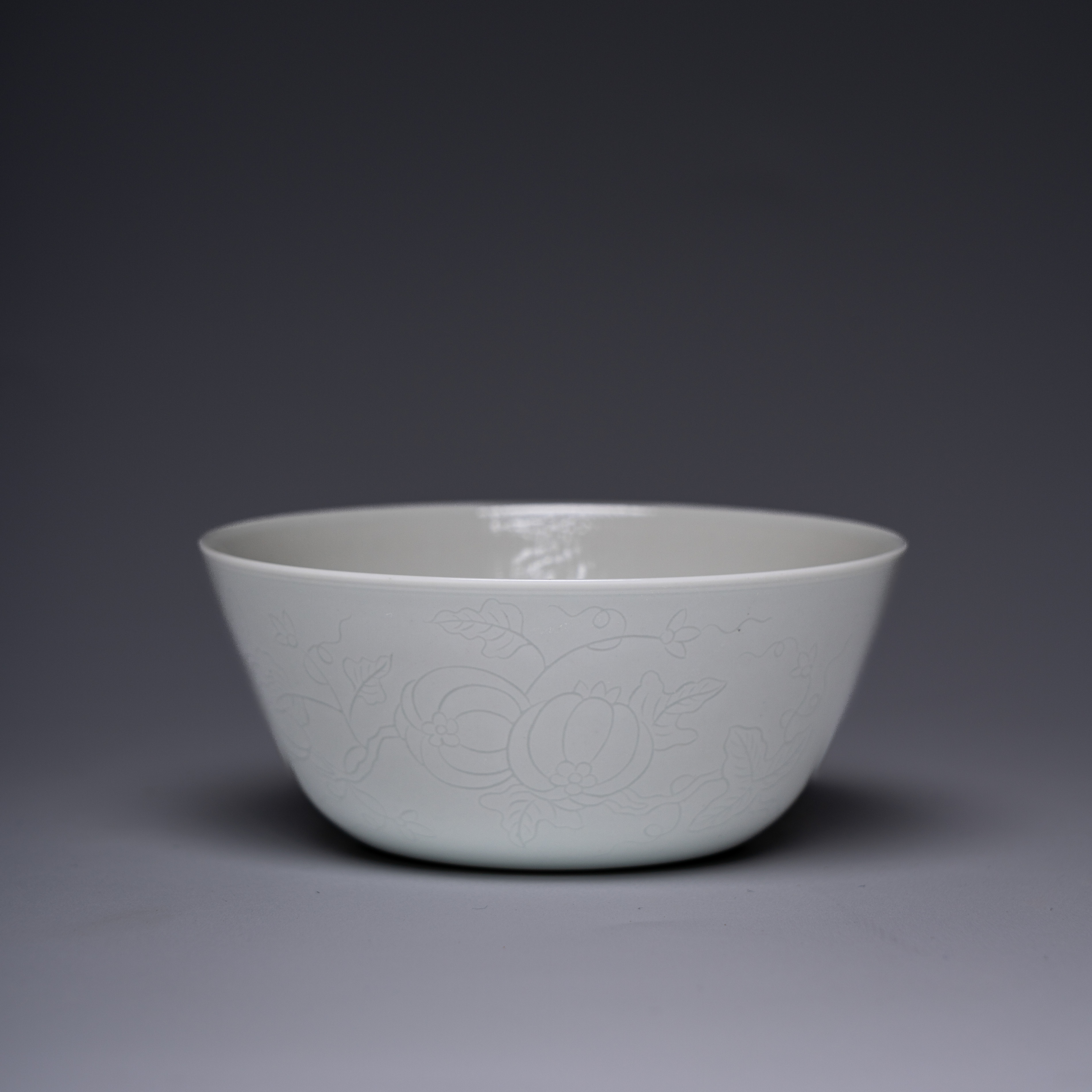 【玩茗堂】仿明超薄胎甜白暗刻瓜瓞连绵鸡缸杯100ml景德镇手工茶器