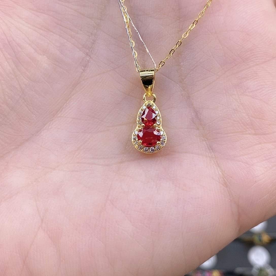 彩色蓝宝石吊坠(赠链)银S925镶嵌