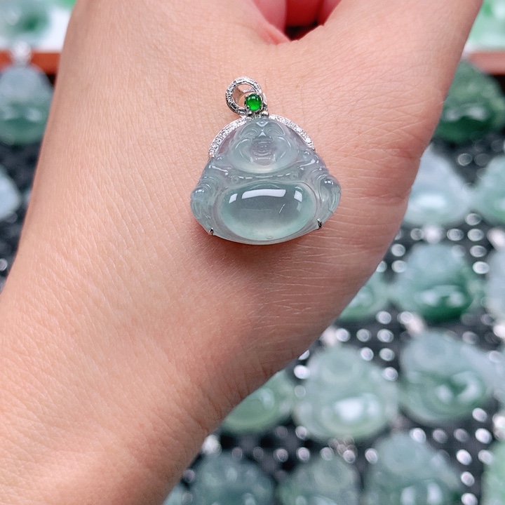 翡翠18K金镶嵌吊坠(不含链)