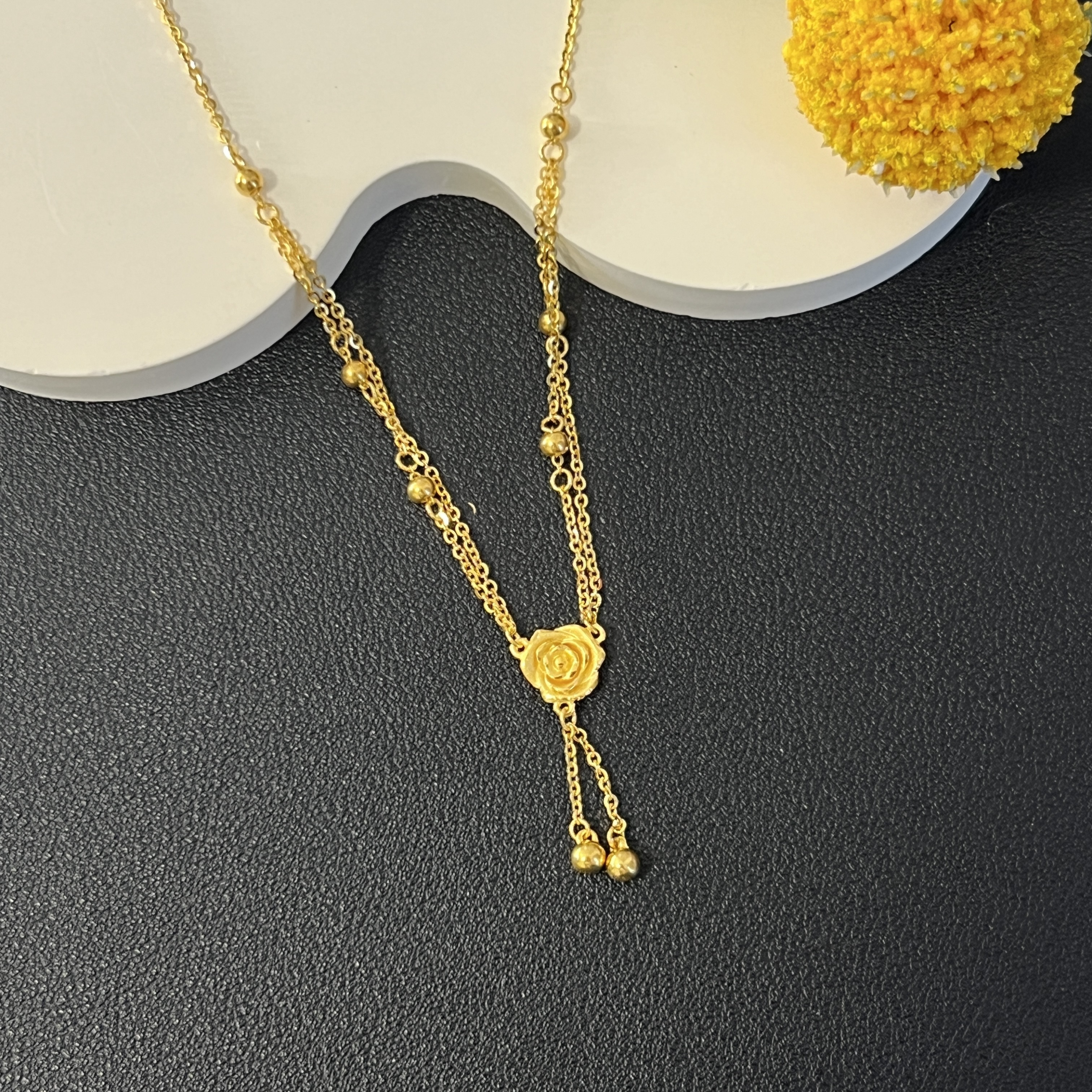 不支持七天无理由【仲夏夜光珠流苏玫瑰花黄金项链】足金999 