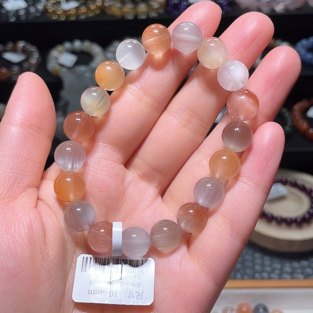 水晶手链未镶嵌兔毛手链，晶体通透