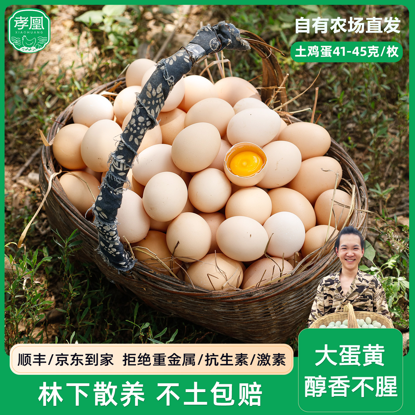 【现捡现发50枚粉壳】湖北孝感凤凰山散养土鸡蛋新鲜柴鸡蛋破损包赔