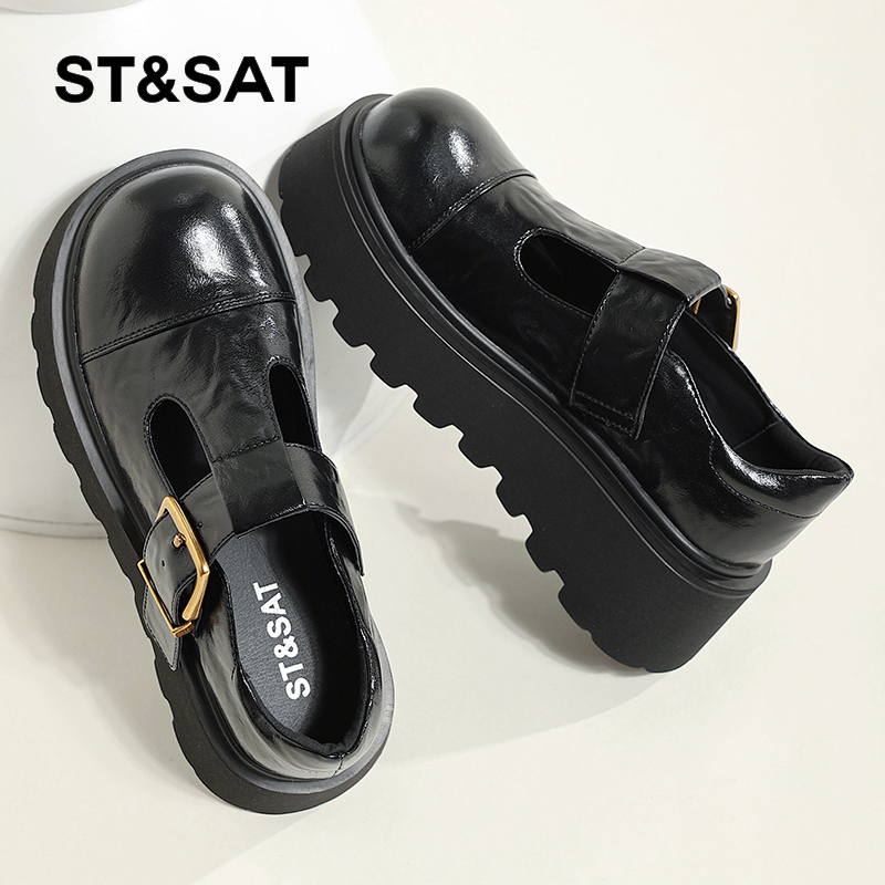 星期六厚底玛丽珍鞋2025春季新款法式英伦风时尚单鞋女款小皮鞋