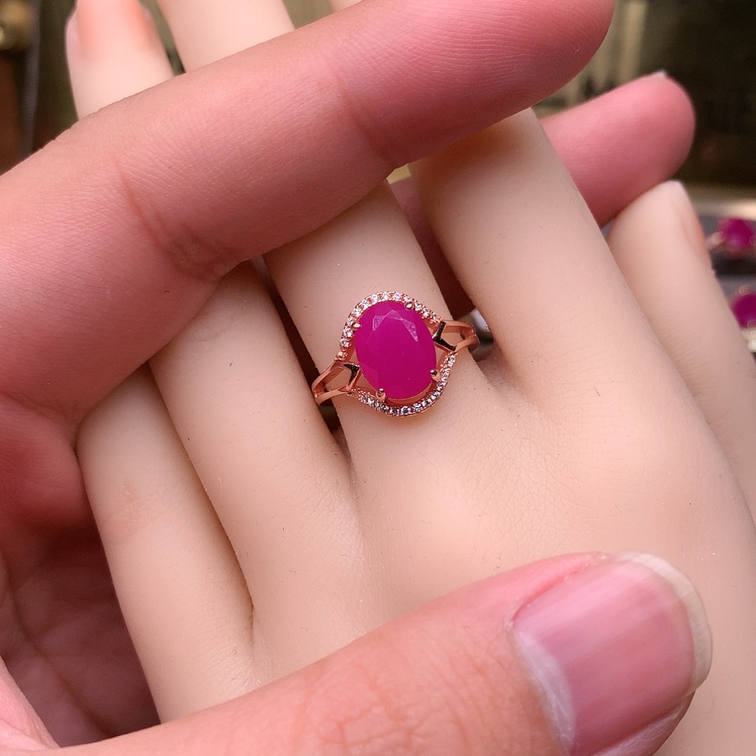 红宝石戒指银S925镶嵌