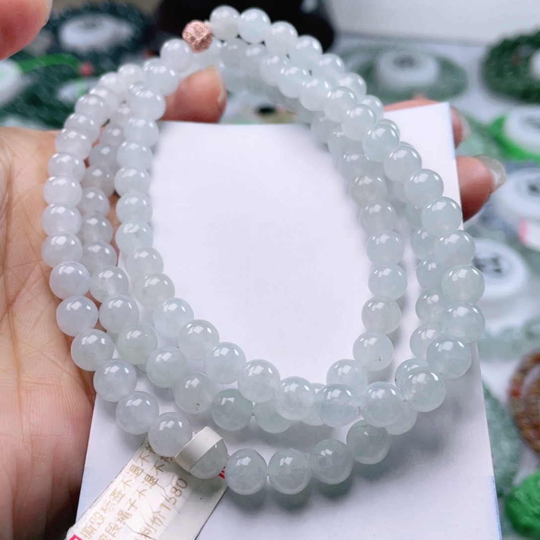 翡翠手链未镶嵌天然翡翠项链6.7mm