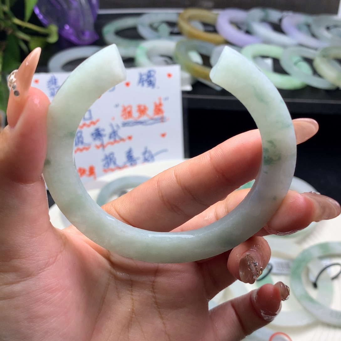 定制翡翠叮当镯未镶嵌57/63 开口镯 宽4+ 