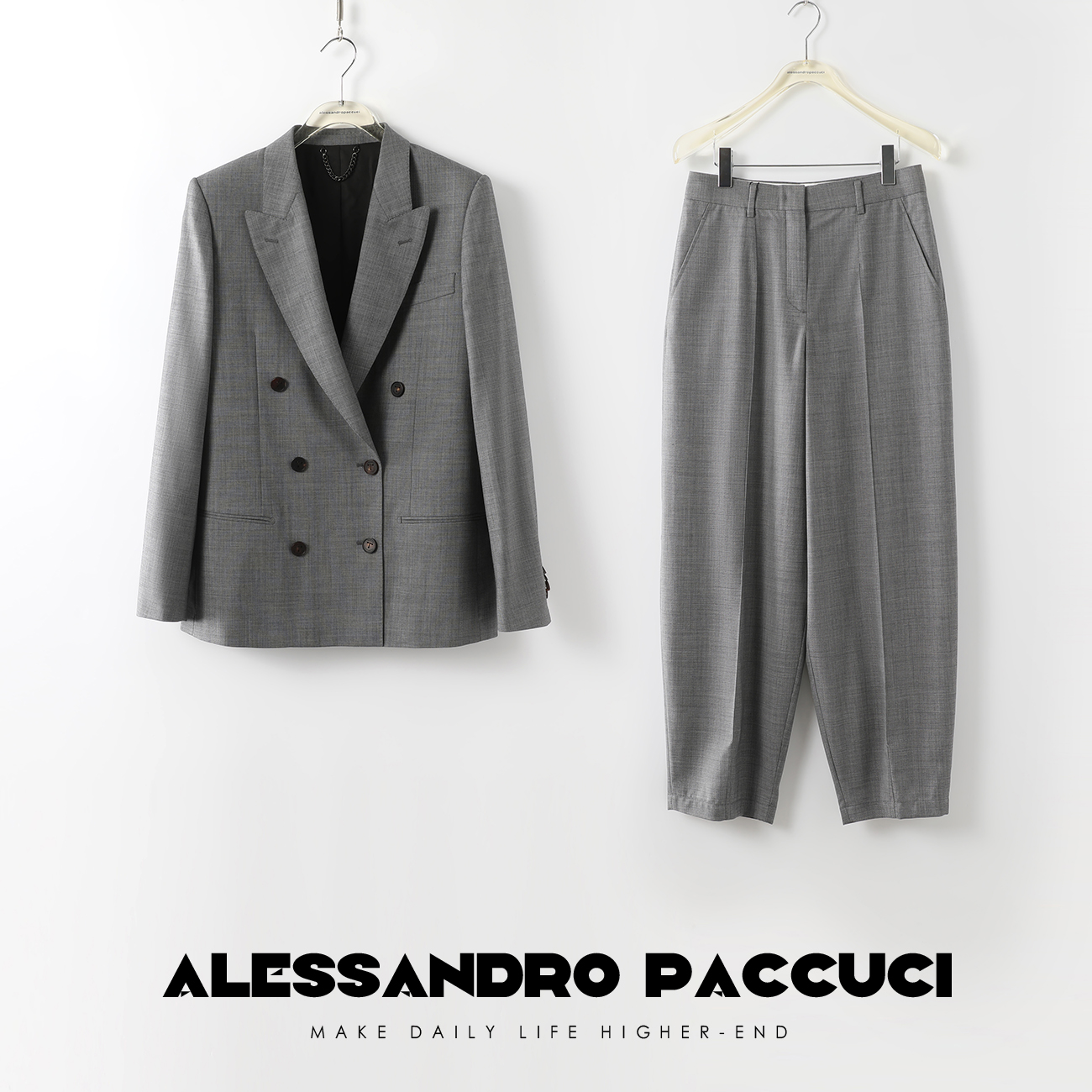 【孤品不退换】洛哥23502X 都市至简感羊毛翻驳领西装外套/长裤套装