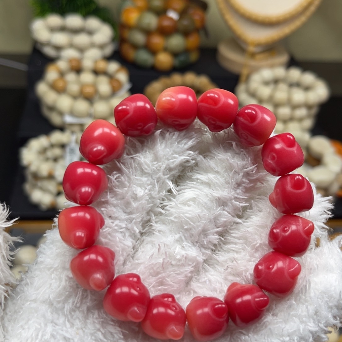 菩提根/象牙果吊坠1.16.70粉色熊头