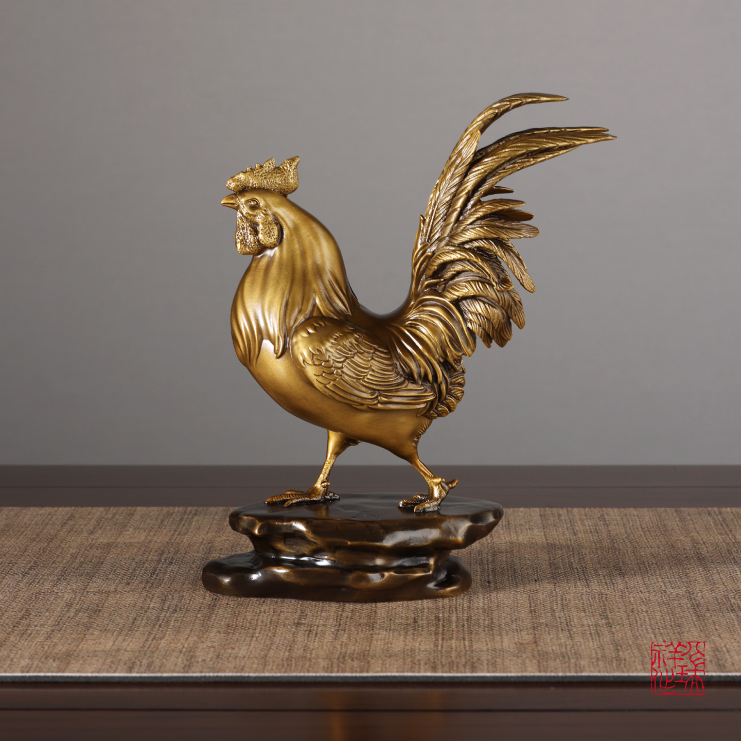 八瑞祥黄铜公鸡摆件【金鸡.大吉】生肖鸡家居客厅玄关办公室装饰品