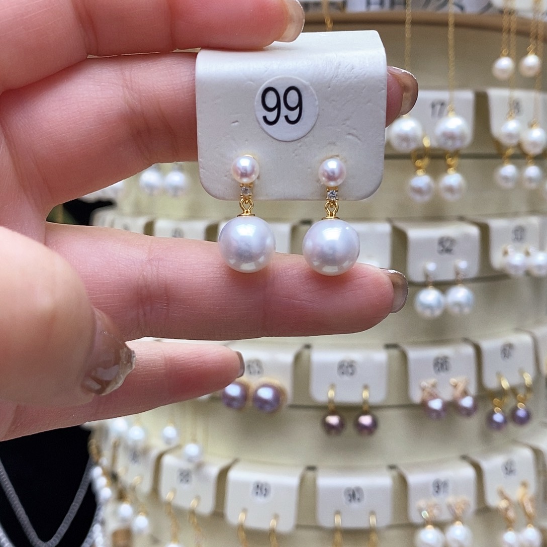 淡水珍珠耳饰银S925镶嵌