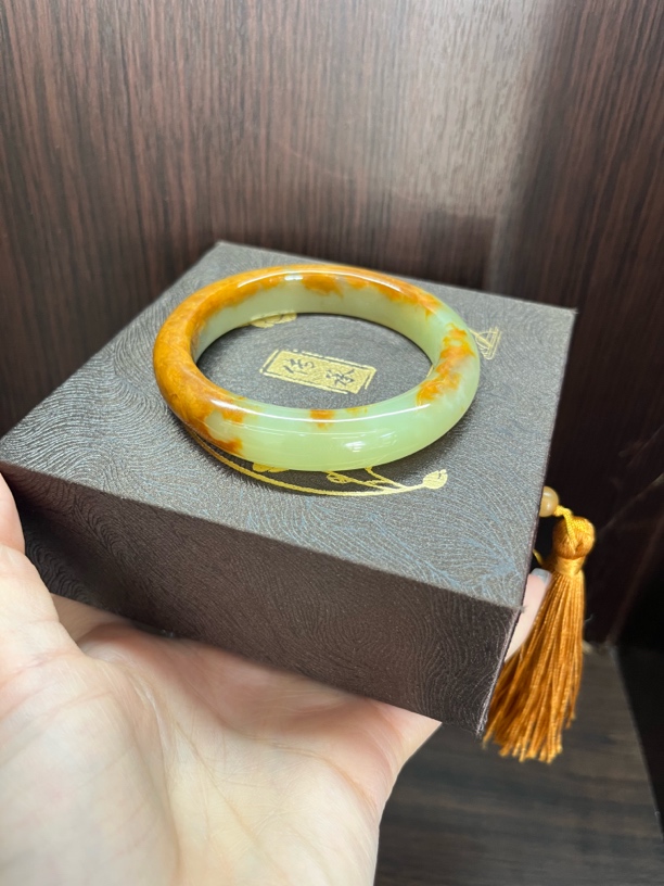 河磨玉全口带皮手镯