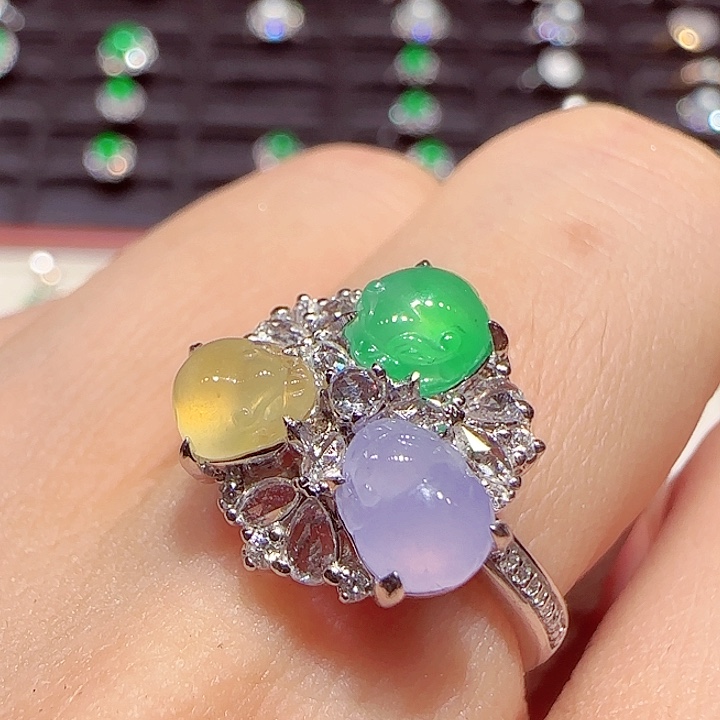 翡翠18K金镶嵌戒指戒指