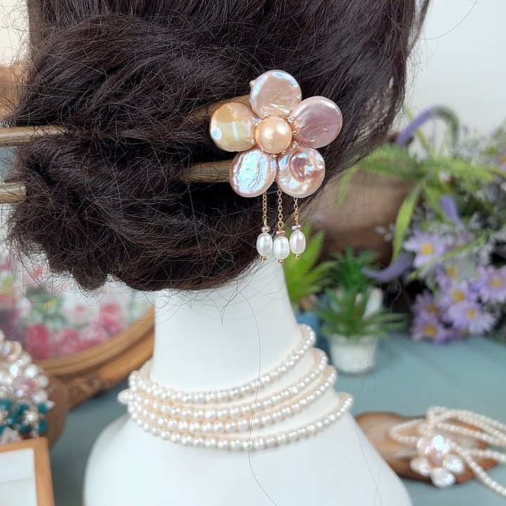 淡水珍珠发饰未镶嵌