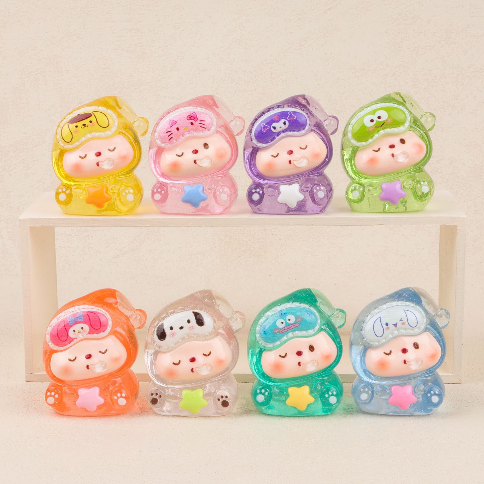 【九宫格】透色细闪晚安崽崽  卡通摆件