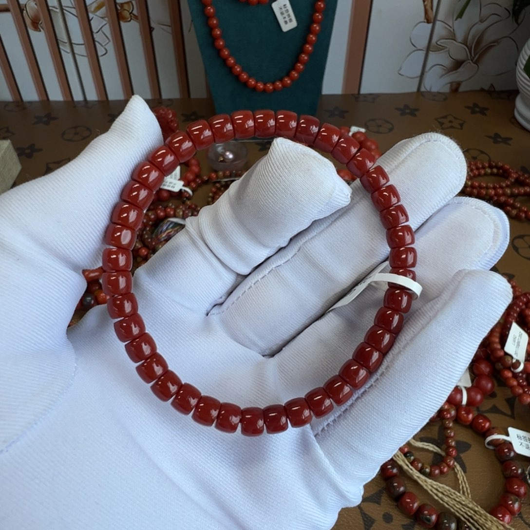 南红玛瑙未镶嵌手串瓦西牛血红5.9mm