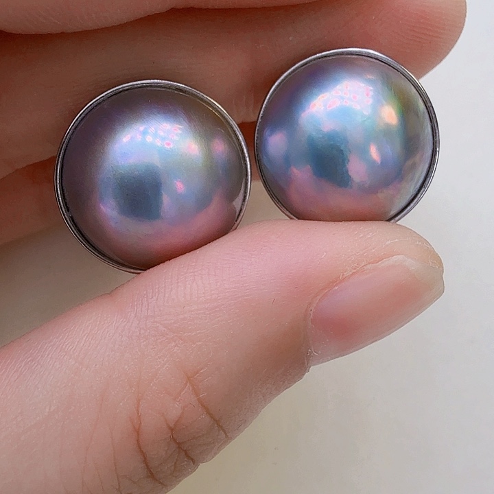 耳饰拼合珍珠（马贝珠）未镶嵌