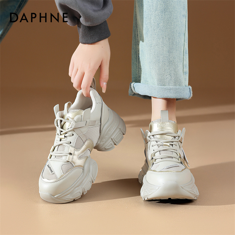 达芙妮女鞋2025秋季新款时尚休闲鞋女厚底复古经典百搭厚底老爹鞋