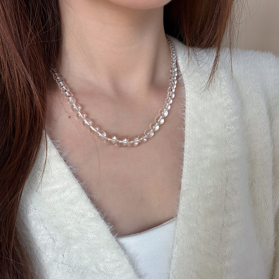 《纯净》天然白水晶项链百搭轻奢塔链35Cm