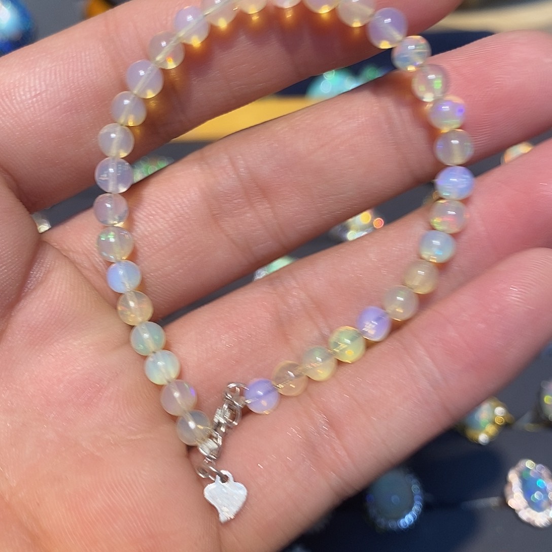 欧泊欧泊s手链银S925镶嵌文*