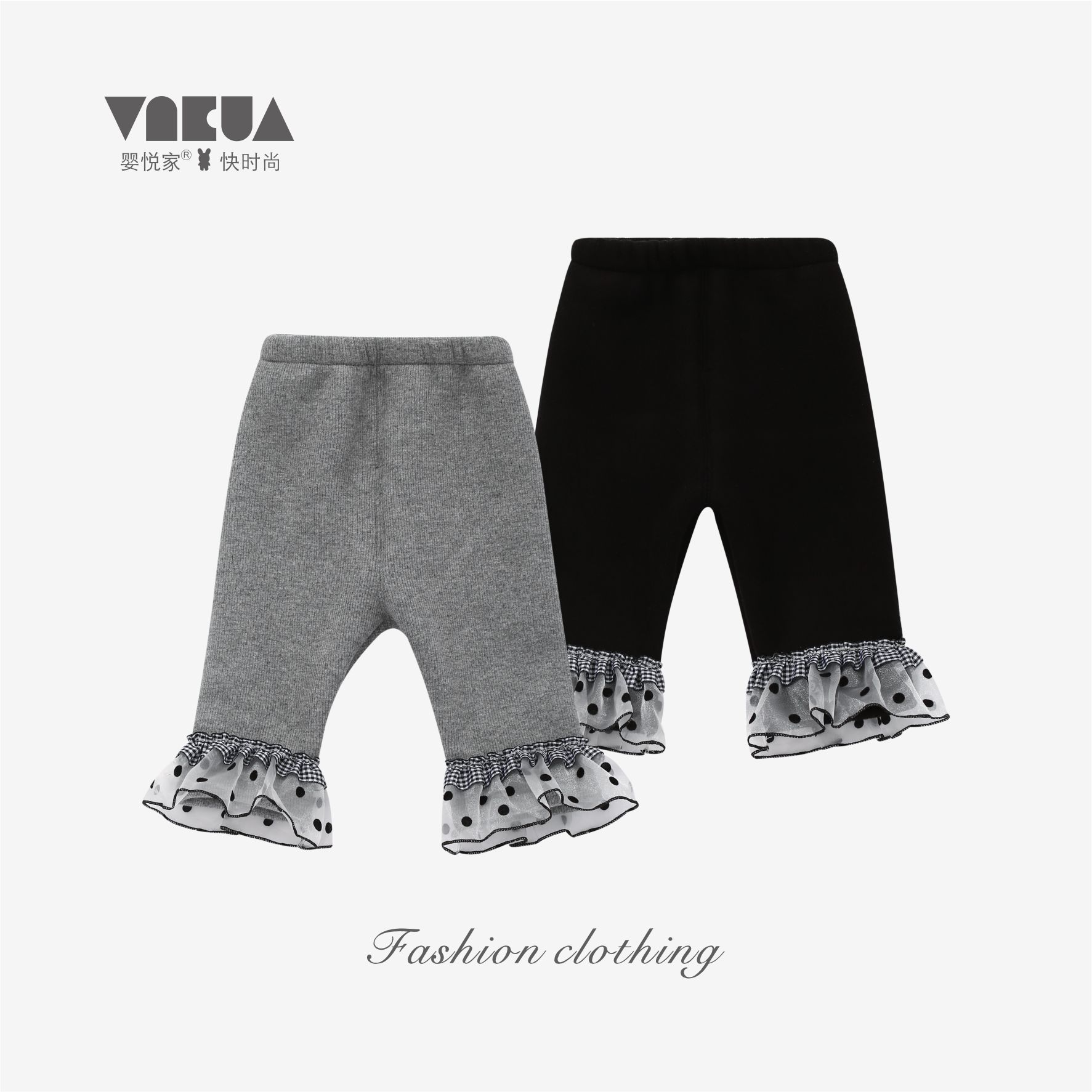婴悦家秋冬款女宝宝百搭时尚俏皮波点拼接休闲打底裤 89505