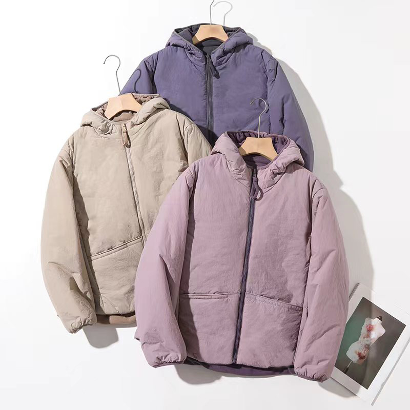 云柔泡芙！25新款双面双穿驼绒撞色连帽轻暖防风百搭休闲外套89135