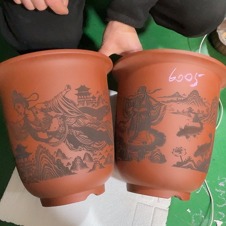 花***树紫砂花盆微瑕处理