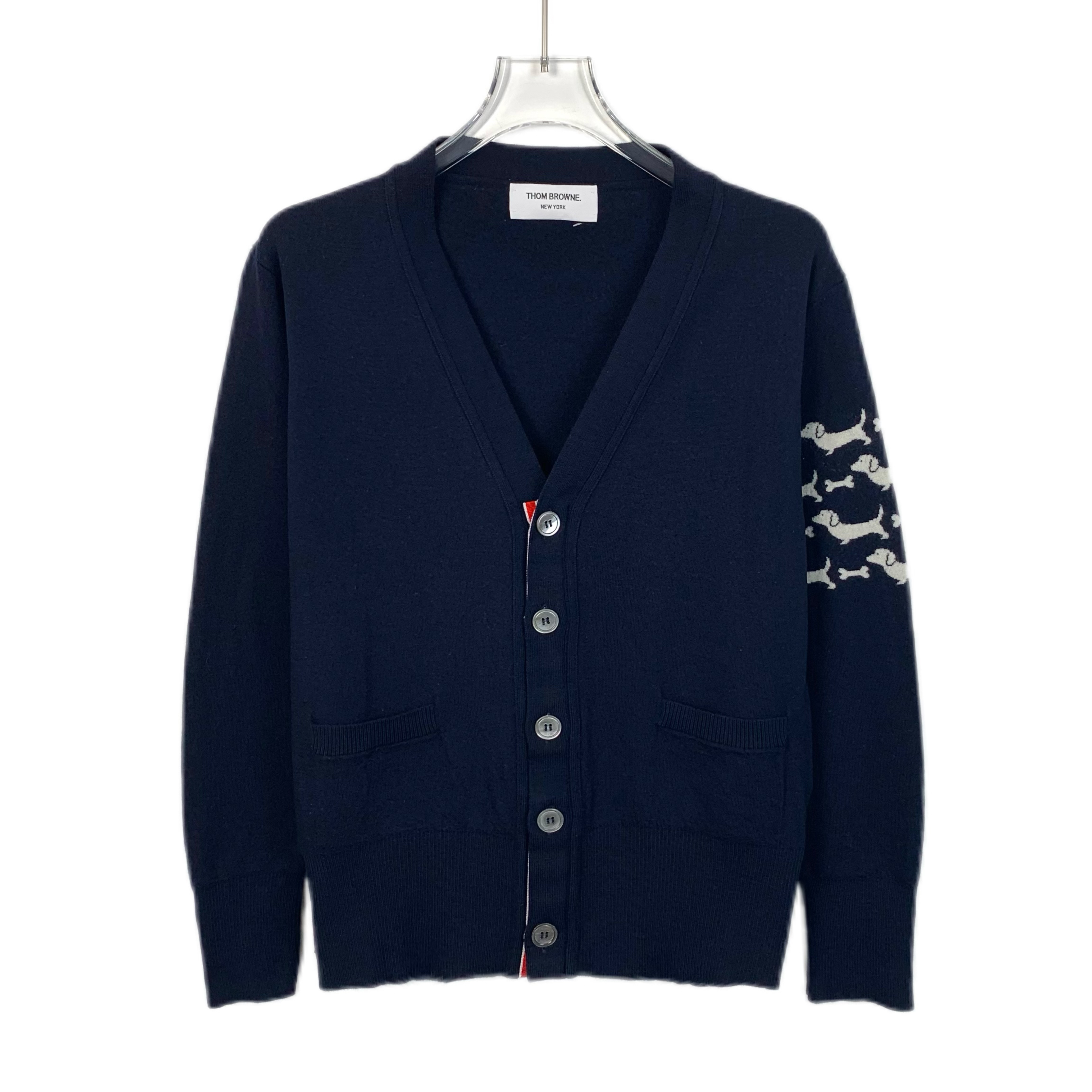 95新 THOMBROWNE H13854 小狗嵌花羊毛针织开衫 S码