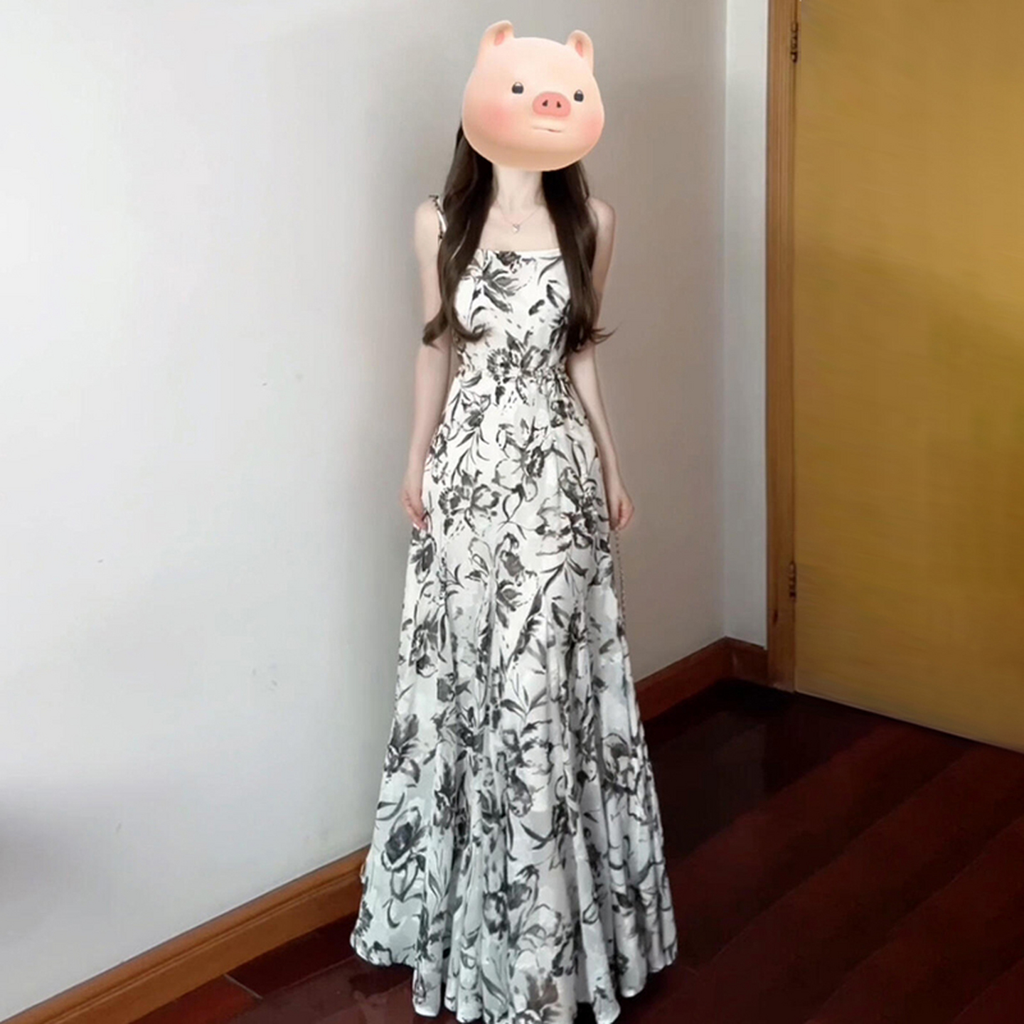 【现货+运补】海边度假风水墨印花吊带连衣裙3799