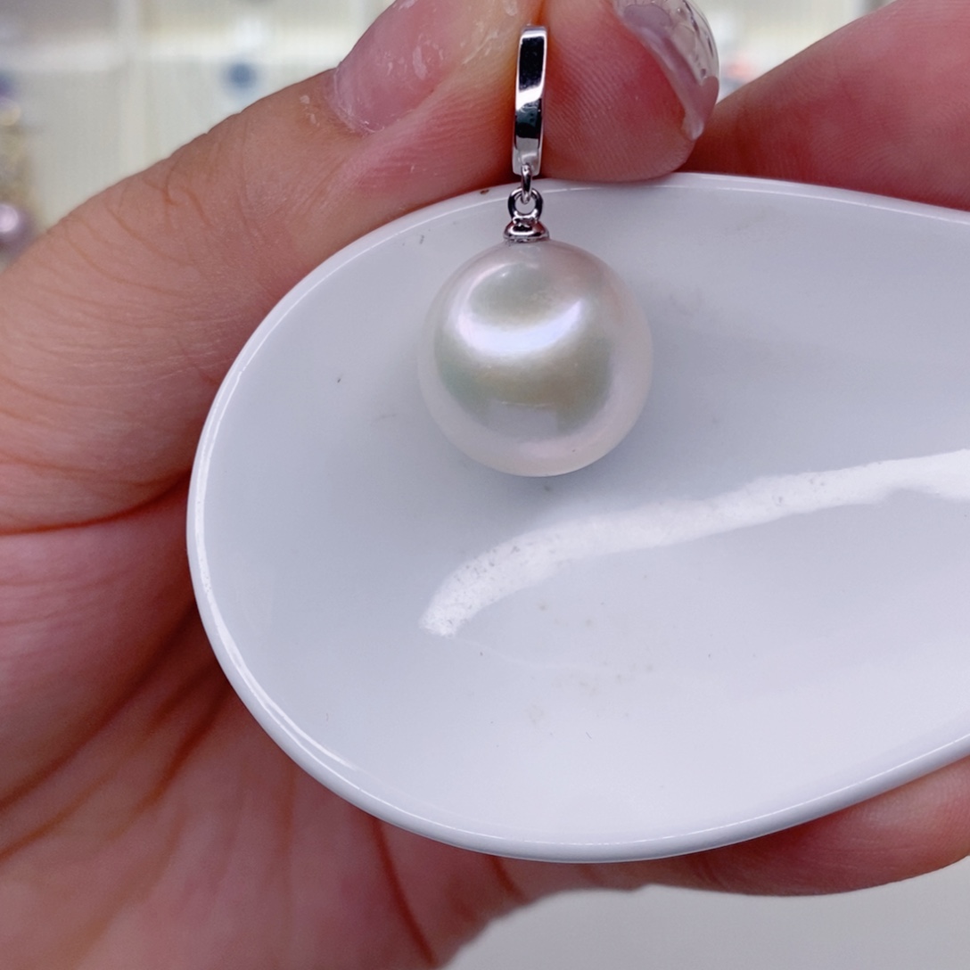 淡水珍珠银S925镶嵌吊坠(赠链)小*豆