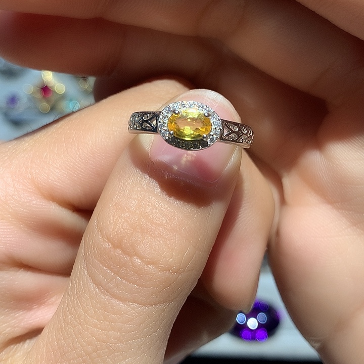 彩色蓝宝石戒指银S925镶嵌