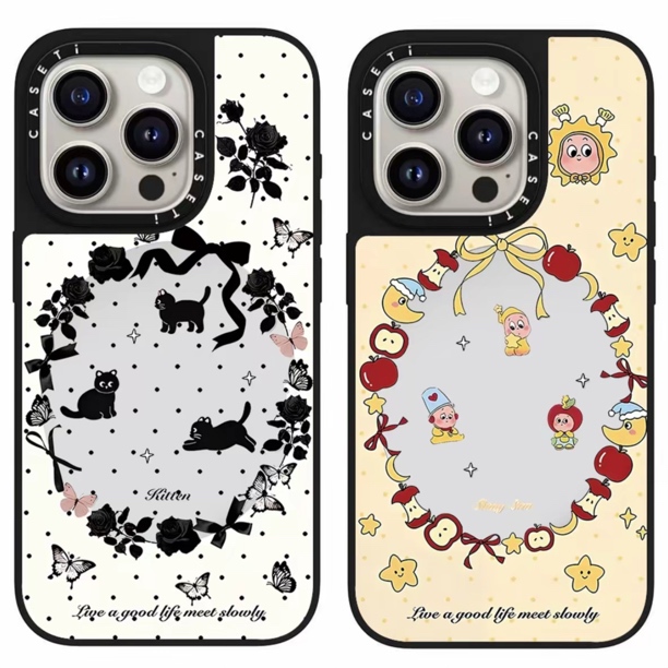 CASETi联名黑色玫瑰花可爱猫咪iPhone16ProMax手机壳苹果15Pro/17