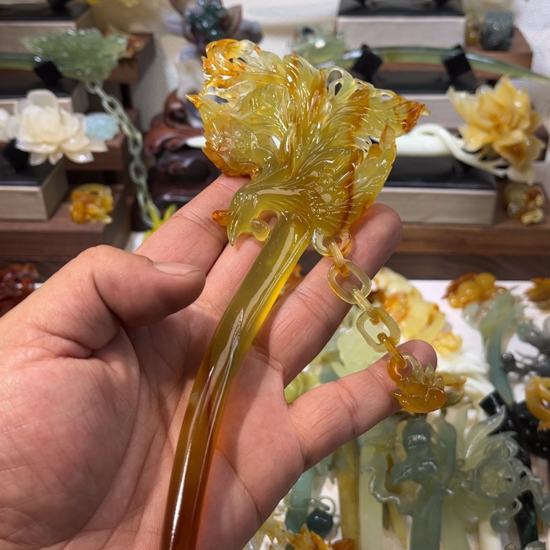 蛇纹石玉发簪合金?****9