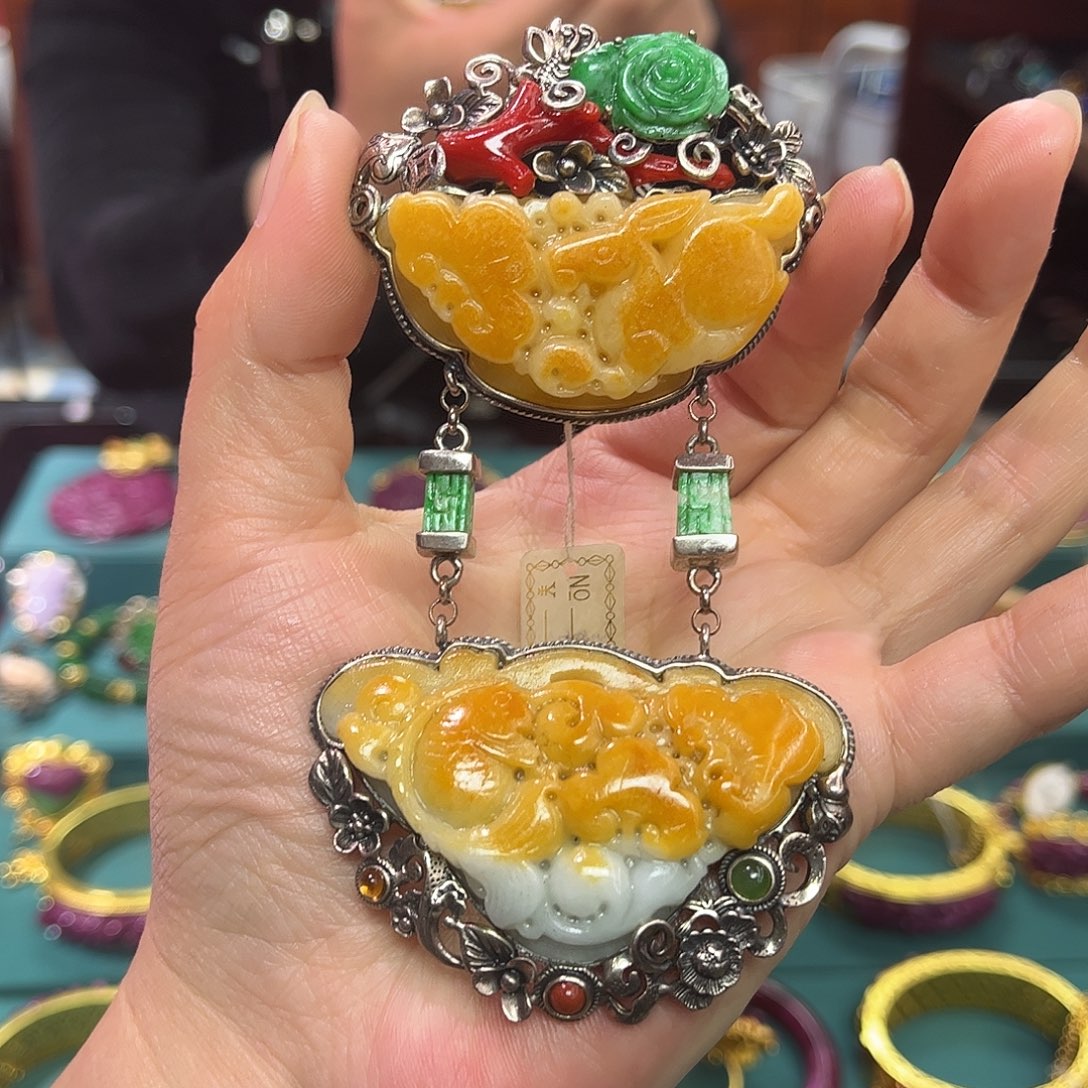 翡翠银S925镶嵌吊坠(不含链)