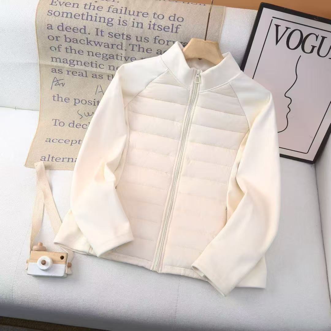 女款小蛮腰立领拼接轻薄修身秋冬保暖棉服短款时尚休闲外套