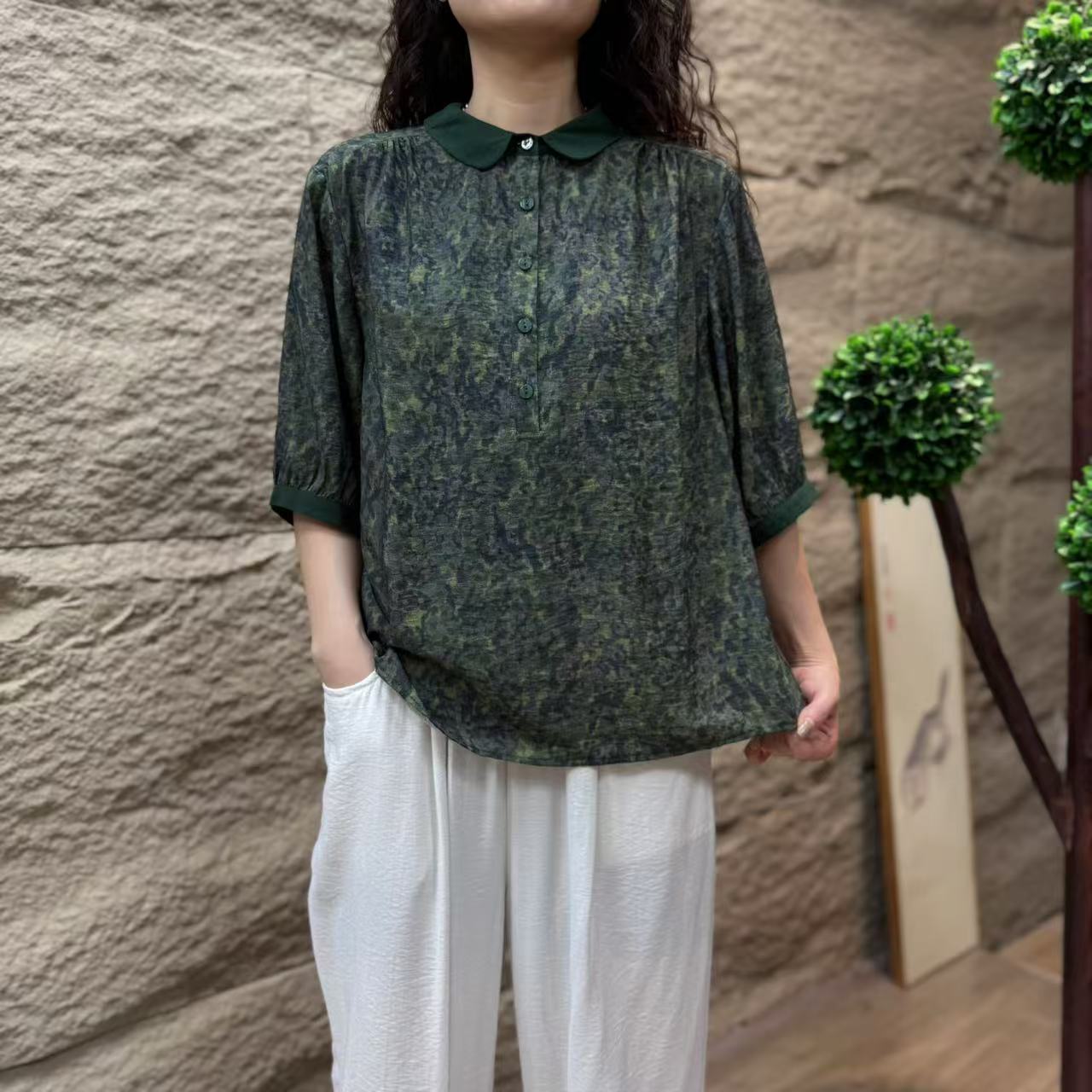 7701新款夏季减龄气质洋气碎花小衫QZ