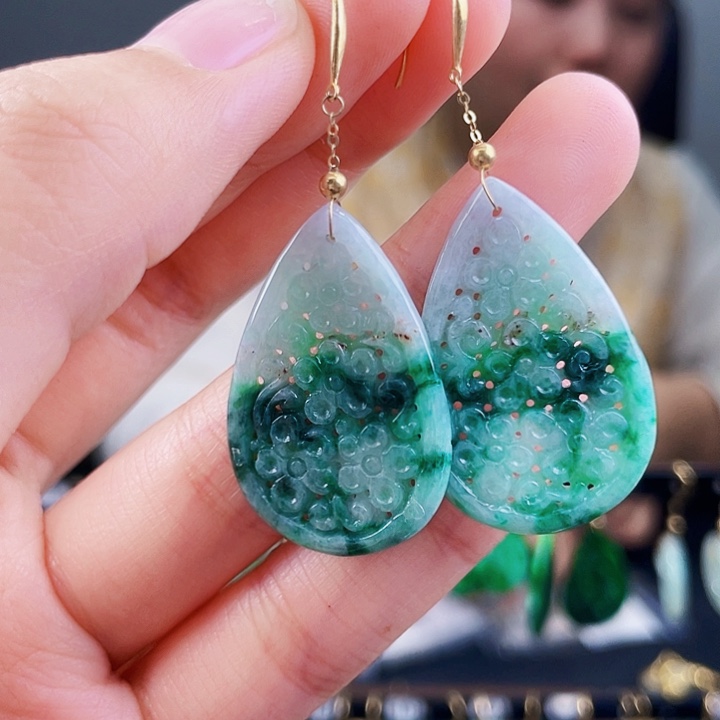 翡翠耳饰18K金镶嵌饰品