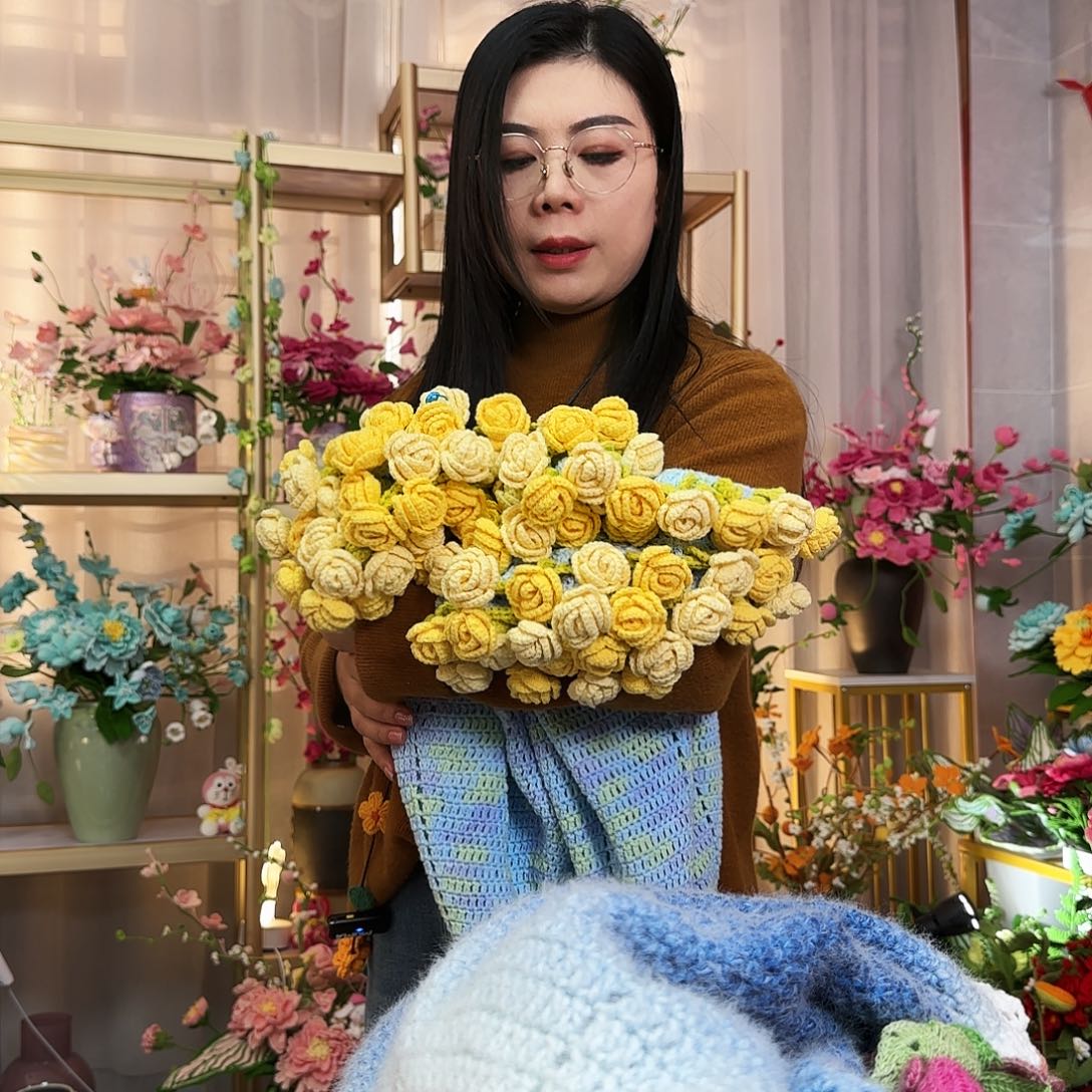 纯手工钩织钩织花毯