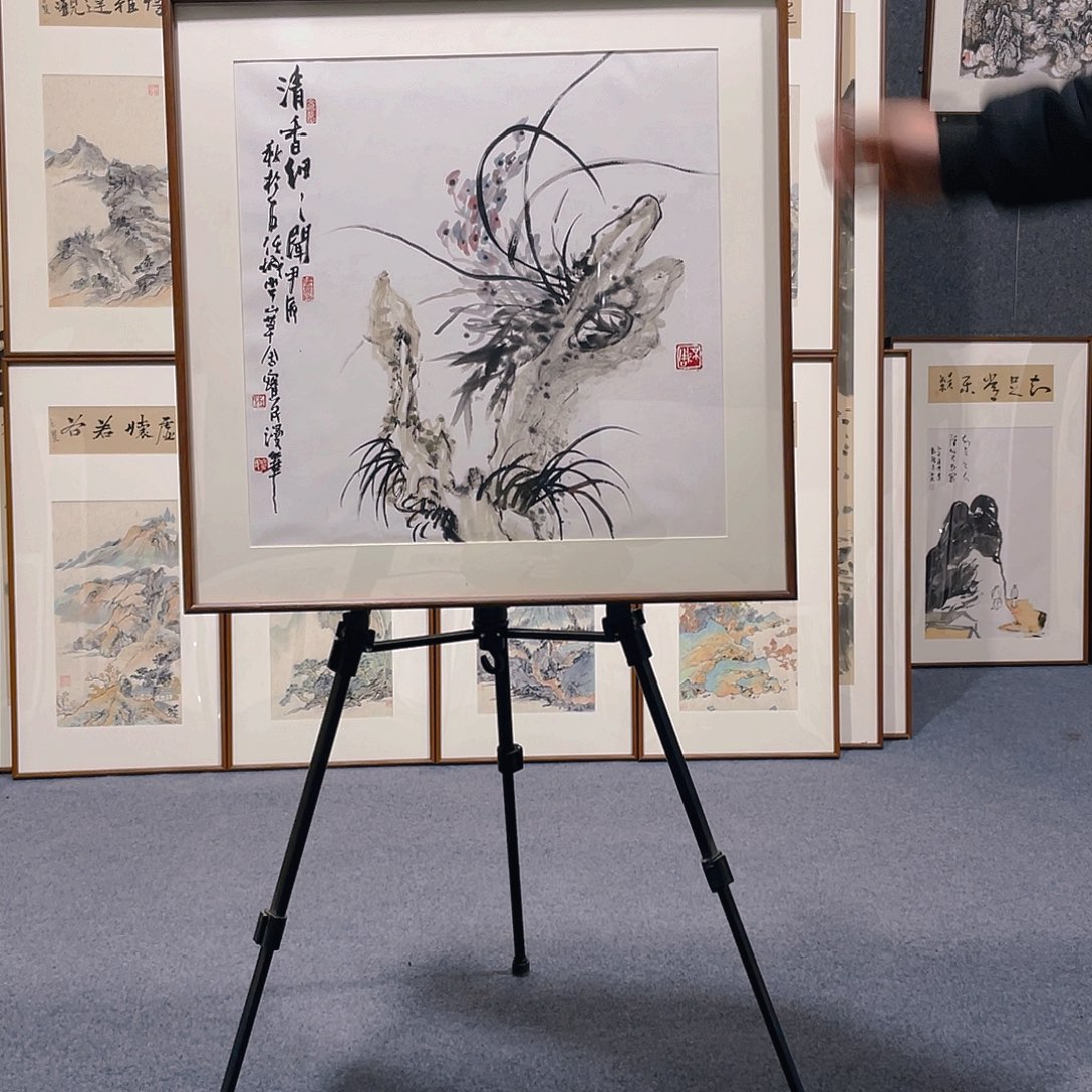 国画手绘作品带框