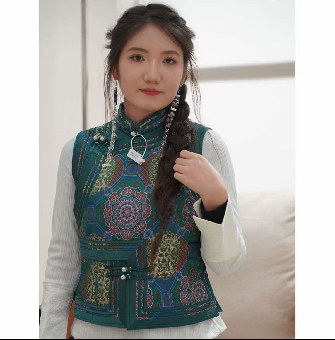 阿泯娜A2451马甲女士民族风秋冬提花日常中国风网红