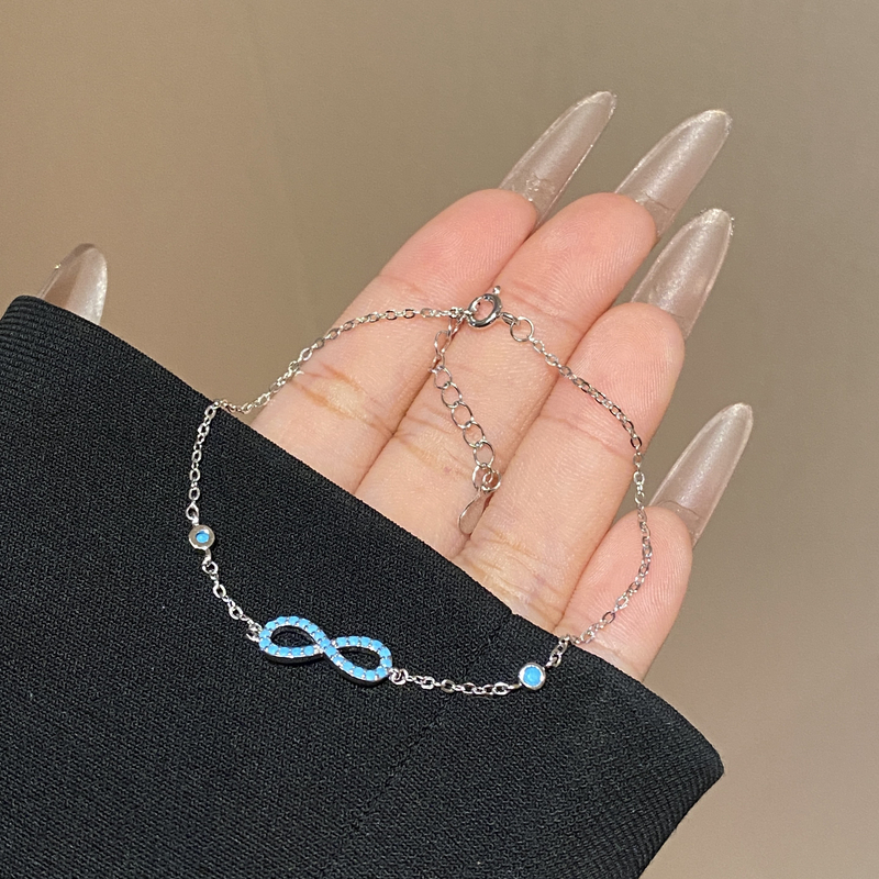 925银合成锆石手链 蓝色无限手链设计小众百搭A2867
