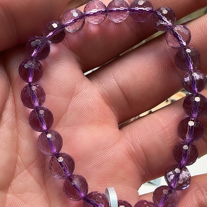 手链水晶未镶嵌天然紫水晶切面单圈7+139