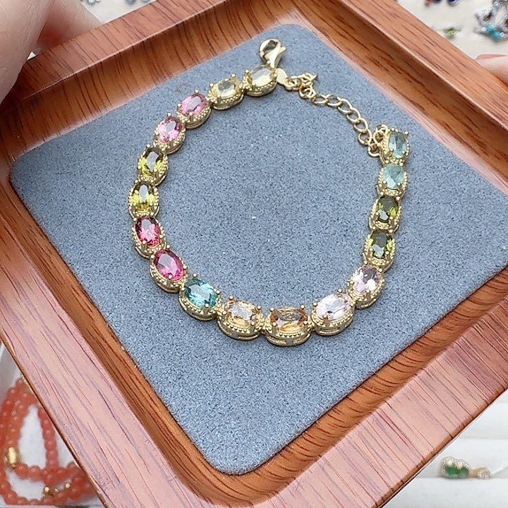 碧玺手链银S925镶嵌手链