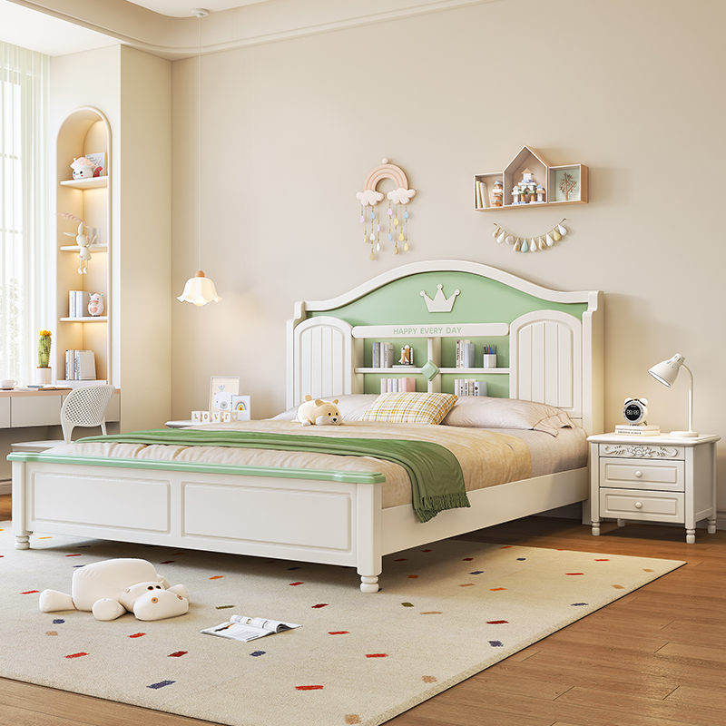 实木双人床 儿童床男孩公主床女孩单人床实木1.5米小学生