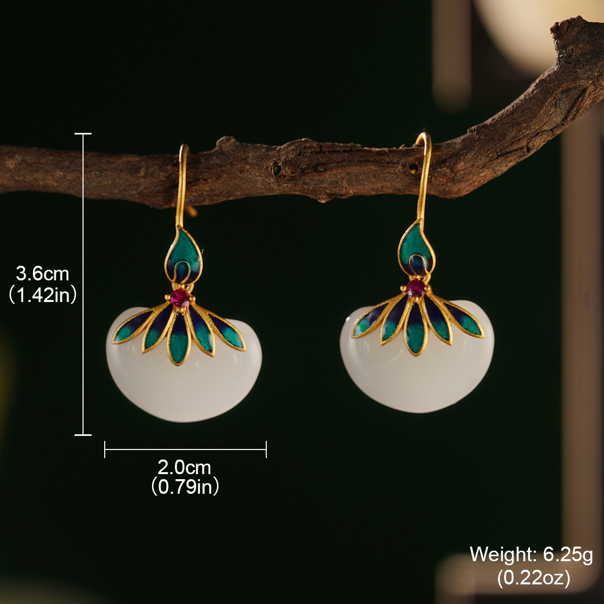 铜合金耳饰 古典汉服配饰冷珐琅景泰蓝工艺镶嵌复古耳环耳钉女