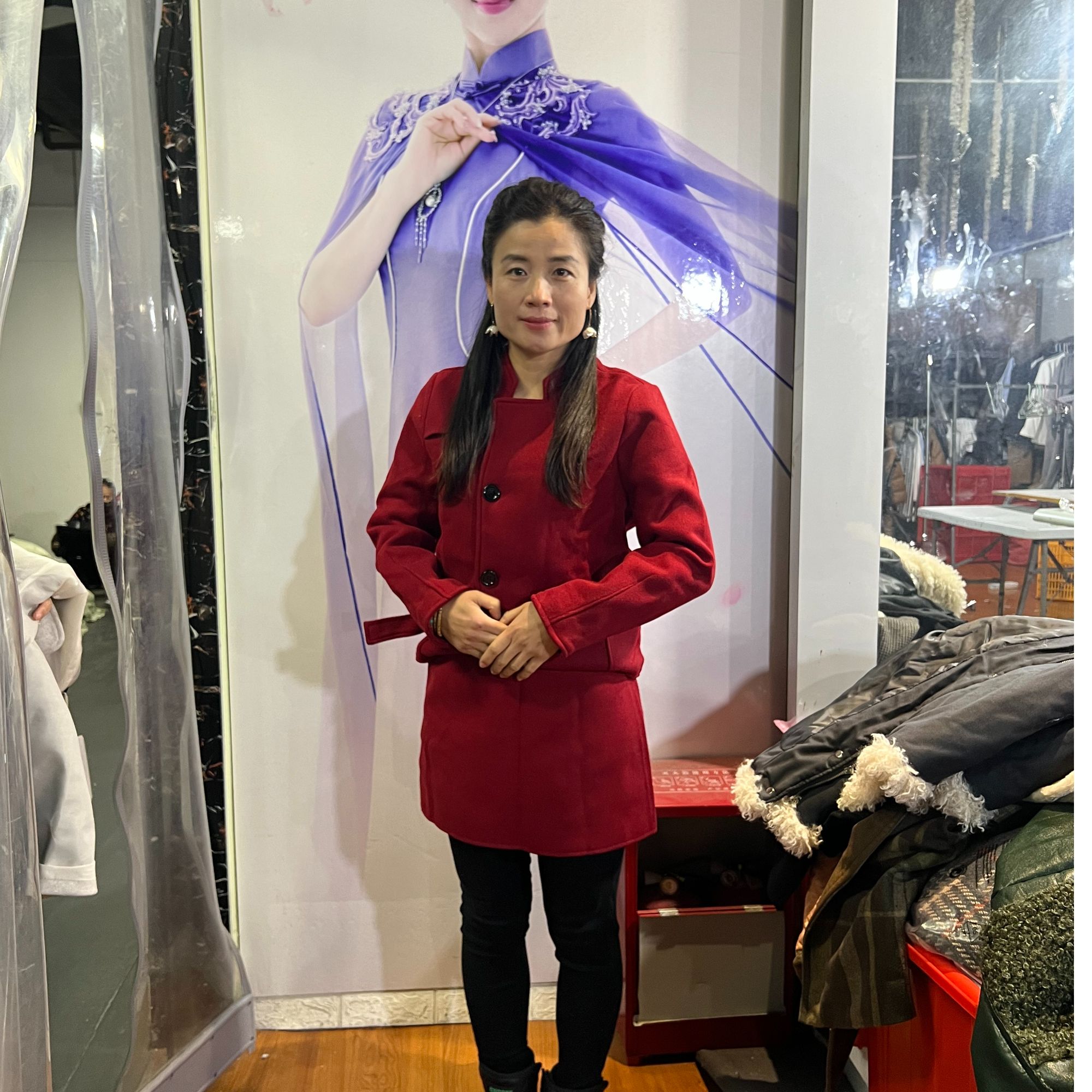 套装西装时尚套装长袖时尚红色酒红法式衬衫连衣裙女款服装