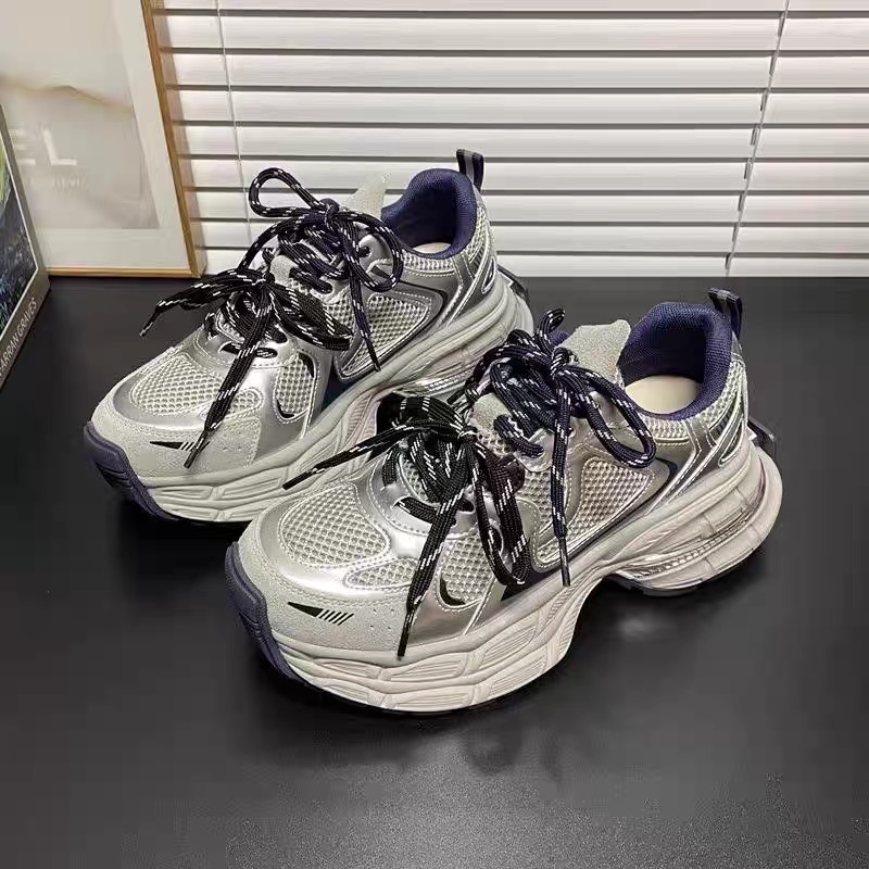 媛媛 25ss早春新款女双鞋带厚底增高5cm老爹鞋#X0272