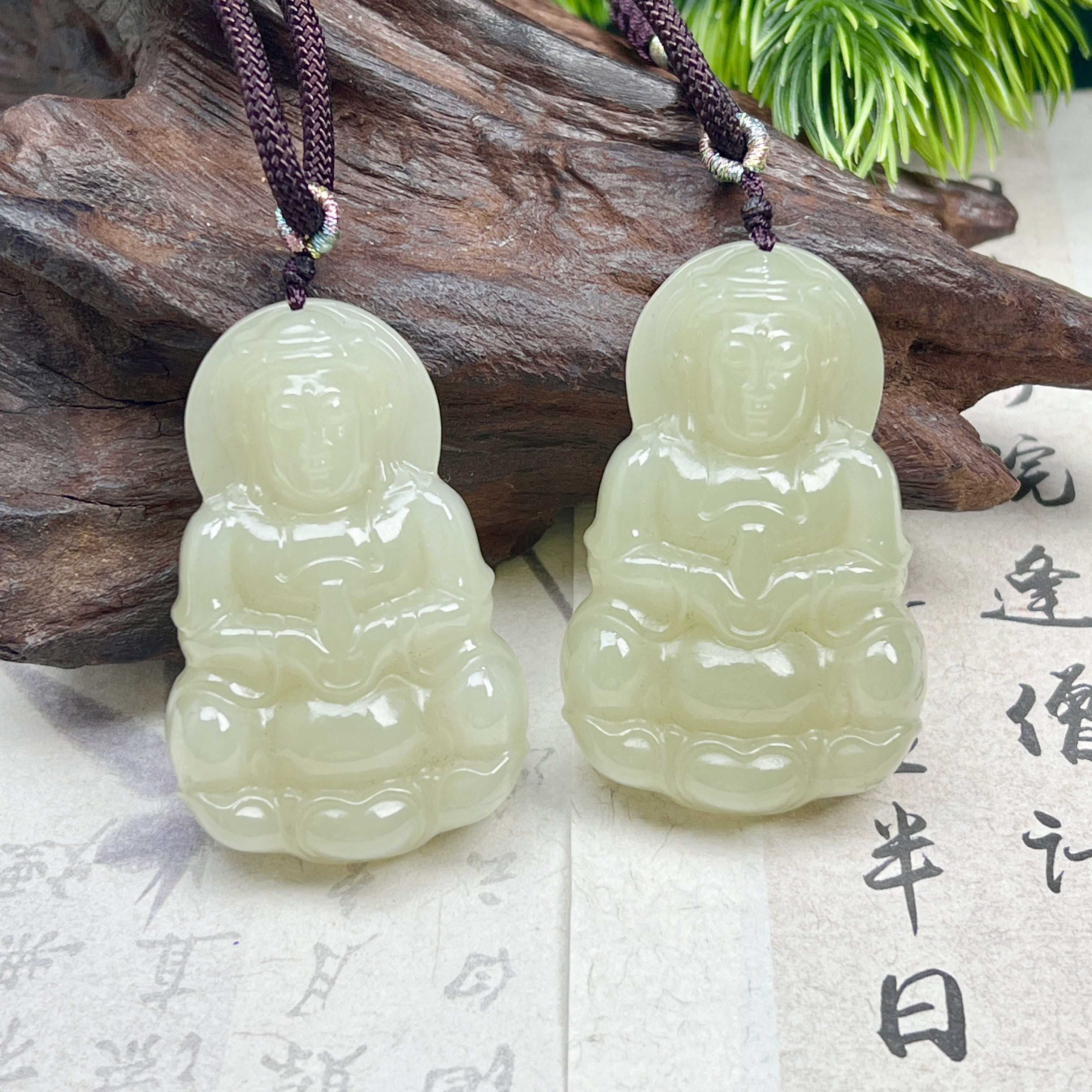 RJY4和田玉晴水观音吊坠31*47*10mm+多样性发其一