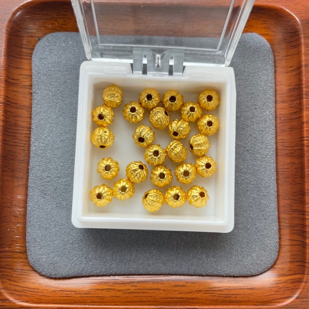 足金999素金5D硬金6MM核桃珠（此订单发一对两颗）