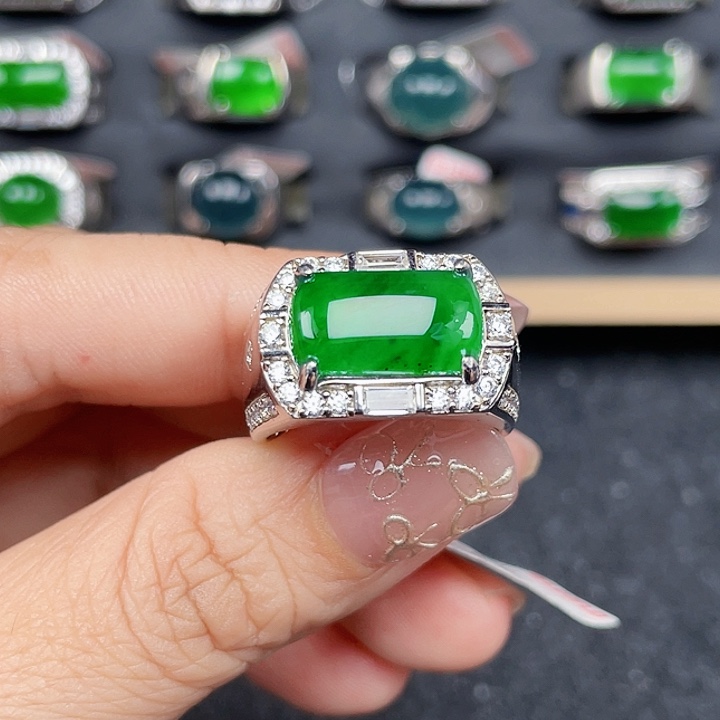 翡翠戒指银S925镶嵌编号2101 没有运费险