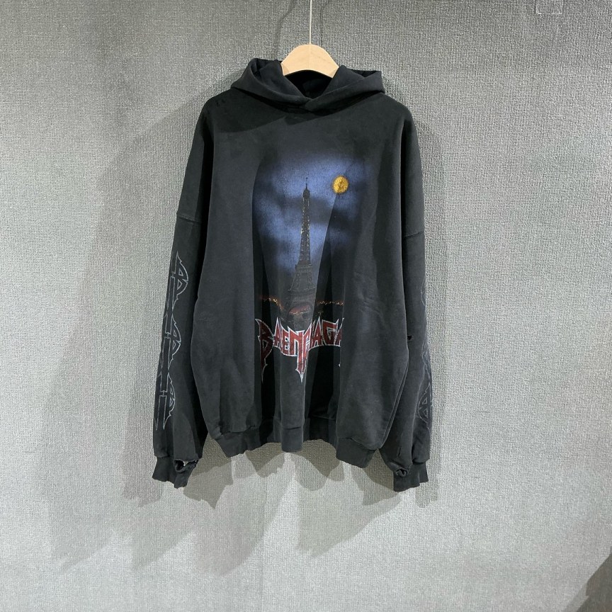 未使用 Balenciaga/巴黎世家 夜景大破坏帽衫卫衣 带吊1码/1886